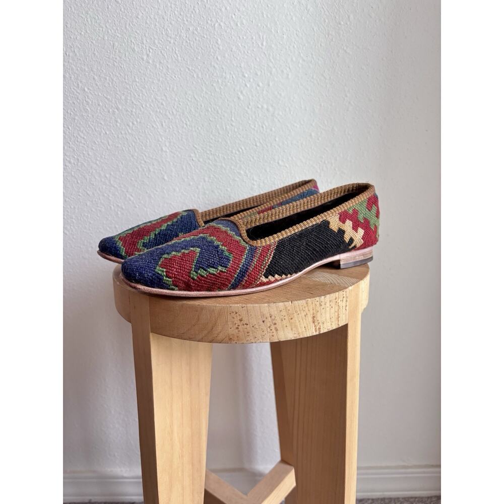 Handmade Womens Kilim Loafer Turkish Wool Rug Shoes Great Condition US 8